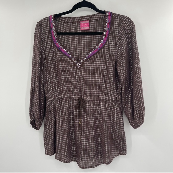 Free People Embroidered and Embellished Boho Top - Picture 1 of 9